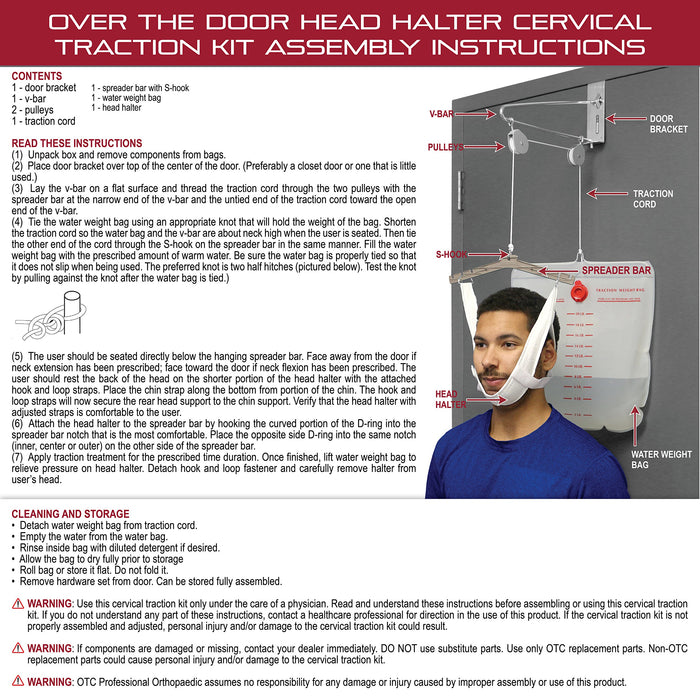 OTC Cervical Traction Kit, Neck Pain Relief, Vertebrae Disk Herniation, Complete Over Door Setup