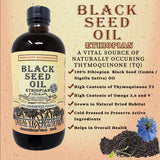 Black Seed Oil (16oz) 3 Times More Thymoquinone, 100% Ethiopian Pure Cold Pressed Black Cumin Seed Oil, 100% Natural Nigella Sativa Glass Bottle