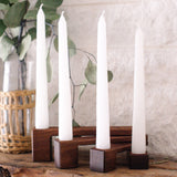 Black Walnut Candle Stick Candle Holder (Includes 4 Candles), Mantle Decor, Christmas Advent Wreath and Candle Set. Wood Candle Holders, Taper Candlestick Holders, Advent Wreath Candle Set