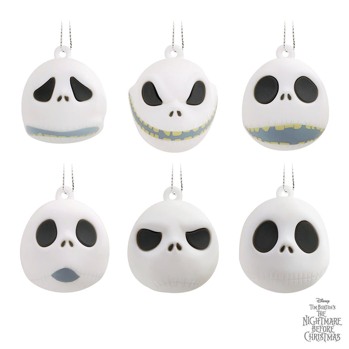 Hallmark Disney Tim Burton's The Nightmare Before Christmas Jack Skellington Heads Mini Christmas Ornaments, Shatterproof, Set of 6