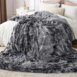 Bedsure Soft King Size Blanket for Bed, Fluffy Fuzzy Large King Blanket for Winter, Cozy Plush Sherpa Fleece Faux Fur Blanket, Thick Warm Christmas Blanket Gifts for Women, Men, 108x90, Tie Dye Grey