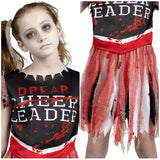 Spooktacular Creations Zombie Halloween Cheerleader Costume, Girls Scary Cheerless Costume, Kids Dead Cheerleading Outfit for Halloween Role Play Themed Parties, Red Black, XL