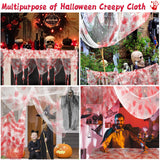 Xgunion Halloween Creepy Cloth 315X87 inch Red Bloody Spooky Halloween Cloth Decor Halloween Creepy Gauze Cloth for Halloween Party Supplies Outdoor Indoor Haunted Houses Decorations (Red)