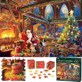 Advent Calendar 2024 Jigsaw Puzzle for Kids and Adults- 1008 Pieces Puzzle 24 Days Christmas Countdown Calendar Family Game Christmas Gifts for Kids Adults - Santa's Worshop(27.56 x 19.68 Inch)