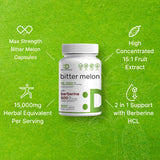 DEAL SUPPLEMENT Bitter Melon 15,000mg Per Serving | 300 Capsules, with Berberine HCL | 15:1 Wild Bitter Melon Fruit Extract | Third Party Tested | Plant Based, Non-GMO & No Gluten 
