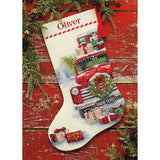 Dimensions Whimsical Counted Cross Stitch Kit Santa's Truck Stocking - 16"(1 Pc.) - Christmas Stocking, DIY Gift for Loved Ones, Ideal for Festive Events