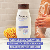 Aveeno Stress Relief Body Wash with Soothing Oat & Lavender Scent for Sensitive Skin, Moisturizing Shower Wash Gently Cleanses & Helps You Feel Calm, Sulfate-Free, Twin Pack, 2 x 18 fl. oz