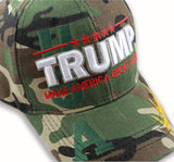 The Hat Depot Exclusive Trump Keep America Great/Make America Great Again 3D Signature Cap (Wood Camo)