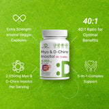 Myo-Inositol & D-Chiro Inositol Supplement (40:1) 2,050mg Per Serving, 240 Veggie Capsules – with Folate, Vitamin D3, & Vitex Complex – Women Health Supplements – Non-GMO