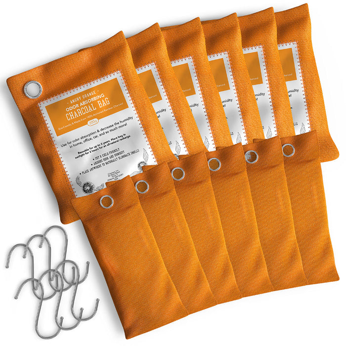 Angry Orange Charcoal Bags Odor Absorber - 12 Pack - Charcoal Air Purifying & Odor Eliminator Bags - Deodorizers for Home, Care, & Closet