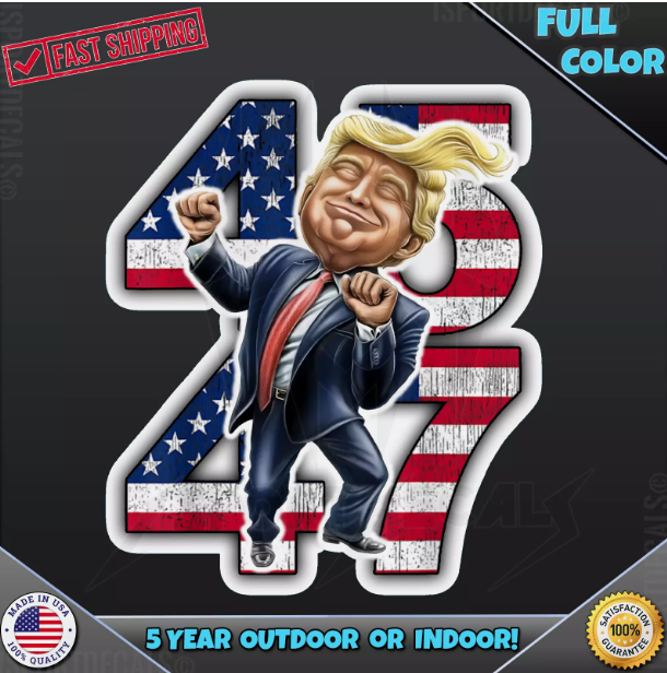 Trump 45th & 47th Patriotic Dancing Celebration 2024 Vinyl Decal Sticker 316 - 6" inches tall