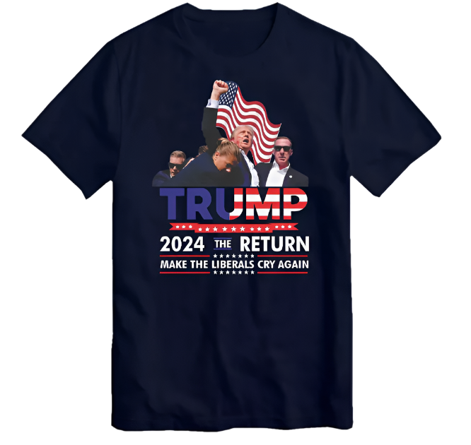 Donald TRUMP 2024 Shot Assassination T-Shirt Mugshot Make Liberal Cry T Shirt, Navy 9-11 YEARS