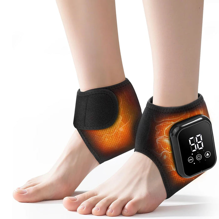 2pcs 3 Heating Levels Heated Ankle Brace with Vibration, USB Rechargeable Foot Heating Pad for Foot Massager, 3 Vibratio