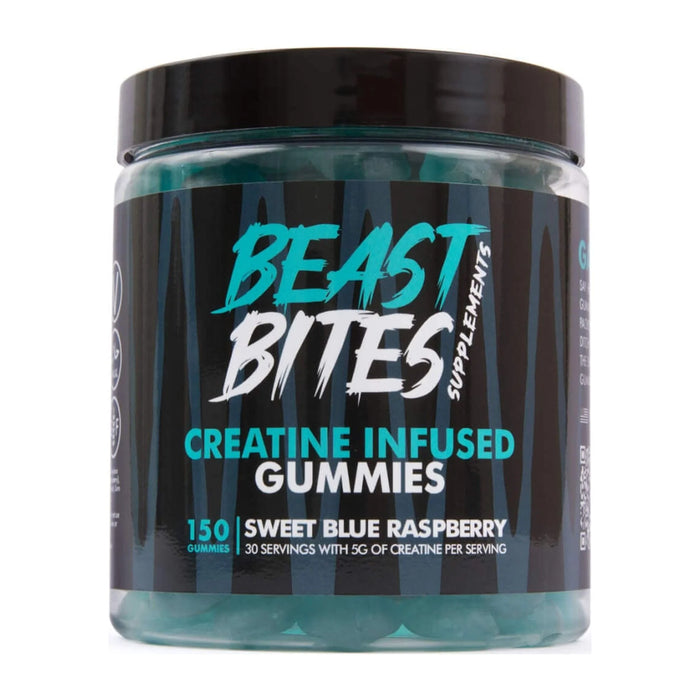 BEAST BITES Creatine Infused 150 Gummies Sweet Blue Raspberry