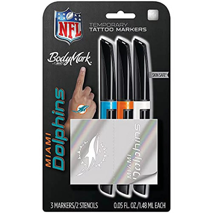 BIC Bodymark by BIC Temporary Tattoo Marker NFL Series Miami Dolphins