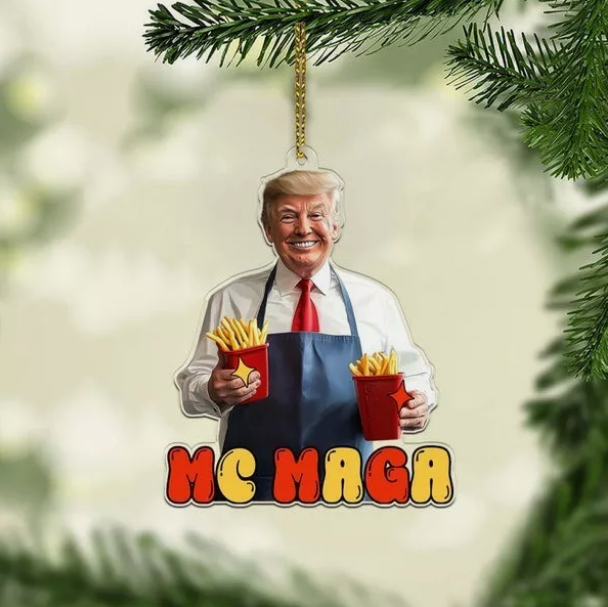 Donald Trump MAGA Christmas Ornament, Donald Trump President 2024 Ornament Gift - Plastic ornament 3.5" x 3.5"