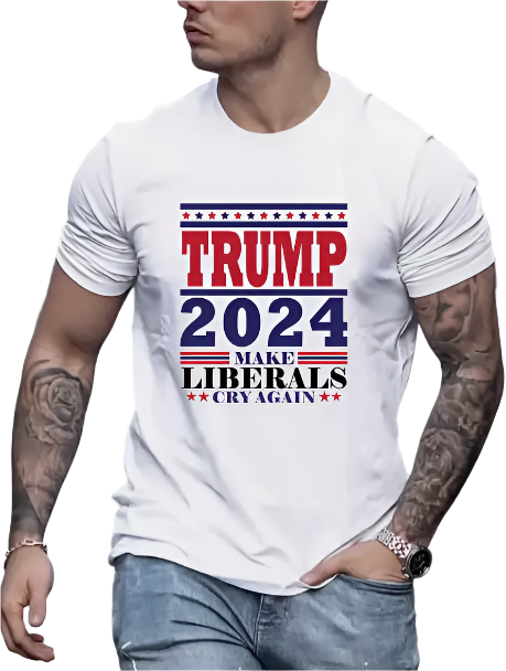 Trump T-shirt Slogan Printed Shirt 2024 Shot Never Surrender Donald Trump Tee's, White (L)