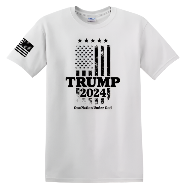 Trump 2024 T-shirt American Flag MAGA Shirts Political Shirts Trump 2024 Shirts - White (S)