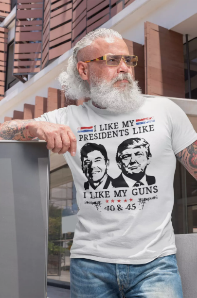 Donald Trump Support Trump Reagan Like My Presidents MAGA 2024 Election T-Shirt, White (S)