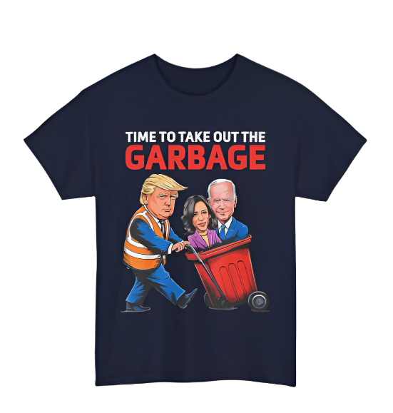 Funny Garbage For Trump 2024 - Time To Take Out The Garbage T-Shirt - Navy (S)