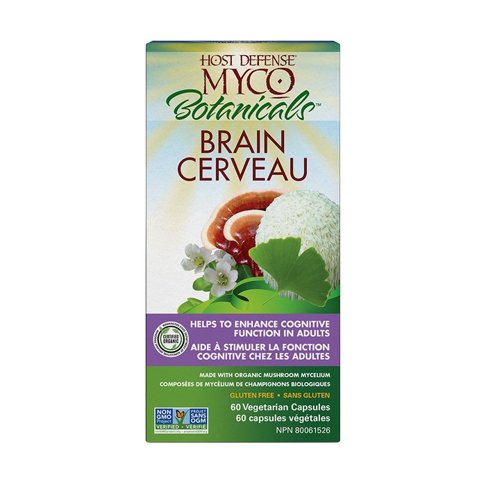 HOST DEFENCE MycoBotanicals Brain Dietary Supplement for Mental Clarity - 60 Capsules