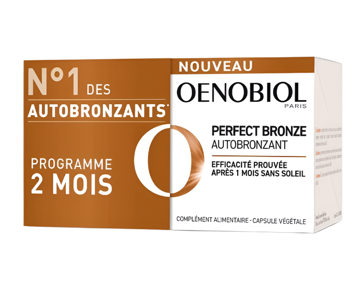 Oenobiol Perfect Self-Tanning Bronze - Effective From The 1st Month Without Sun - Concentration Of 5 100% Plant-based Pigments - Food Supplement 2 X 30 Capsules - 2 Month Program