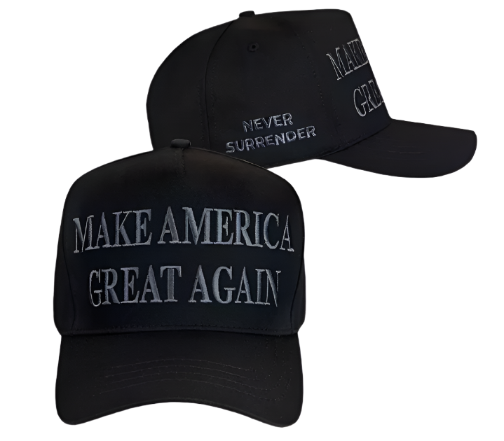 Trump..OFFICIAL..Dark MAGA Hat..NEVER SURRENDER..+ 2 Decals....HOT NEW DESIGN*