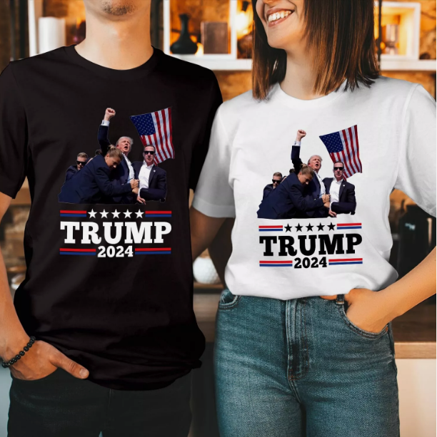 DT (7) Donald Trump Make America Great Again MAGA 2024 Never Surender HEATHER GREY T-shirt