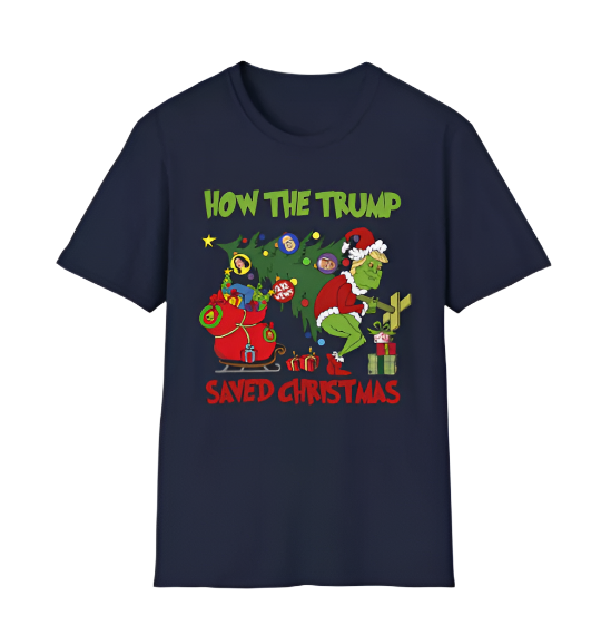 Christmas Trump T-shirt, How The Trump Saved Christmas Tee Shirt Grinch - Navy (5XL)