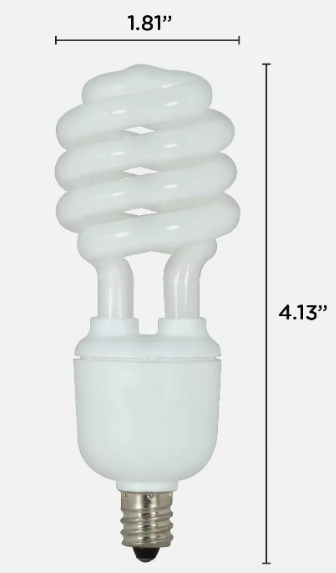 (4 Pack) Compact Fluorescent Spiral 13W 120V T2 Candelabra E12 4100K Cool White