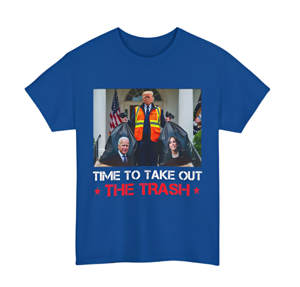 Time To Take Out The Trash Trump Garbage Man T-Shirt, Royal (4XL)