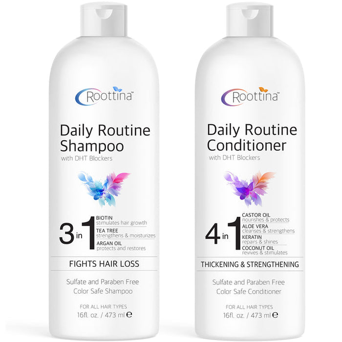 Roottina Daily Routine Shampoo and Conditioner Help Fight Hair Loss (16 fl oz x 2)