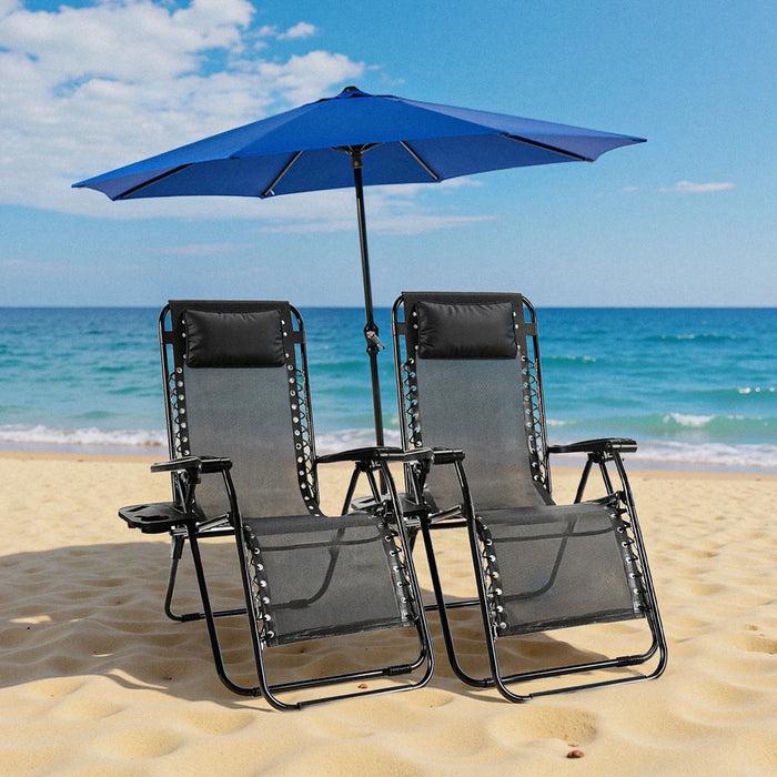 JHK Zero Gravity Portable Recliner Camping Patio Outdoor Garden Lounge Chair with Cup Holder Trays Adjustable Pillow for