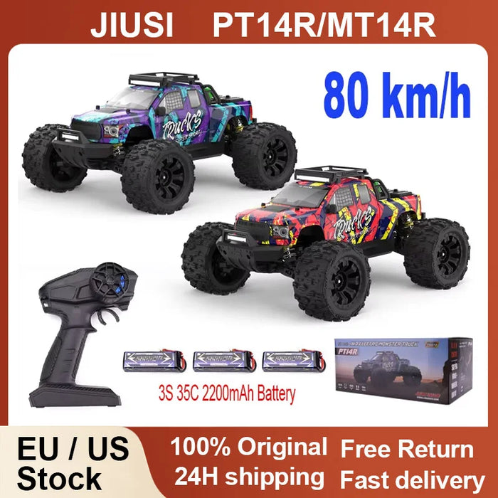 JIUSI PT14R MT14R 1/14 4WD RC Car 80km/h Brushless 2.4G Remote Control Racing Car High Speed Off-road RC Truck 3S 35C 22
