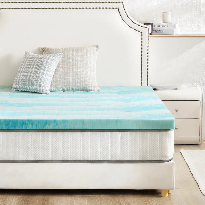 JHK 2-3 Inch Memory Foam Mattress Topper Queen Size Thick Gel Cooling Mattress Soft and Breathable Bed Topper Bedroom Fu