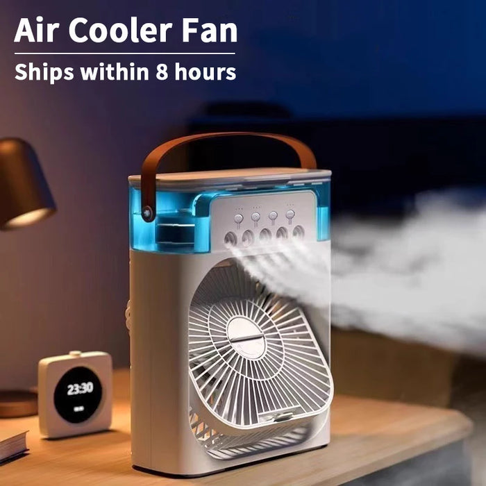 New 3 In 1 Fan AIr Conditioner Household Mini Air Cooler LED Night Light Portable Humidifier Air Adjustment Fan Office H