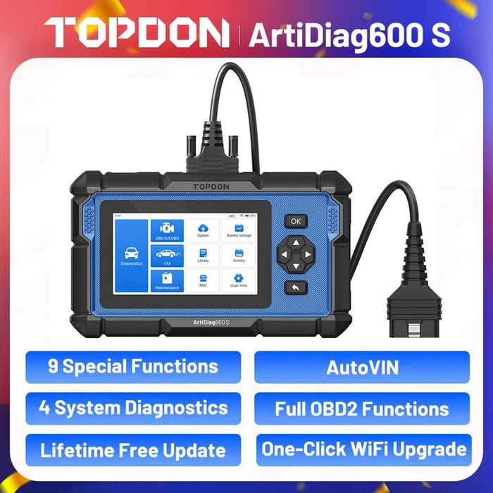 TOPDON ArtiDiag600S OBD2 Scanner Professional Car Diagnostic Tool ABS Airbag Oil EPB DPF TPMS BMS Reset Automotive Code 