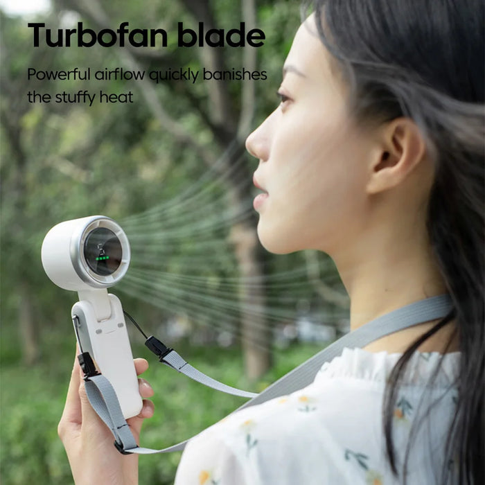 Handheld & Desktop Folding Fan, USB-C Rechargeable with Digital Display, 5-Speed Adjustable Portable Fan, Wearable Cooli