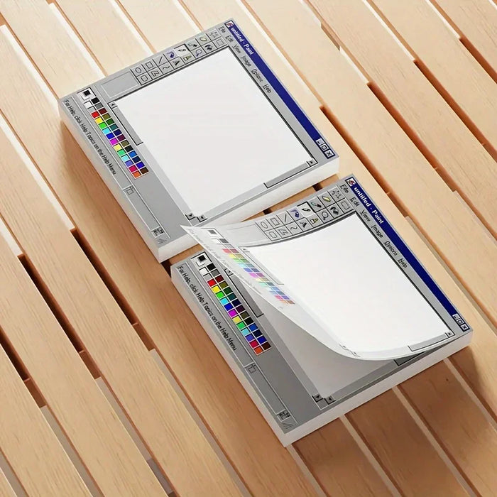 Creative Vintage Computer‑Theme Memo Pad 50 Sheets, Durable Adhesive Drawing Sticky Notes, Practical Stationery for Arti