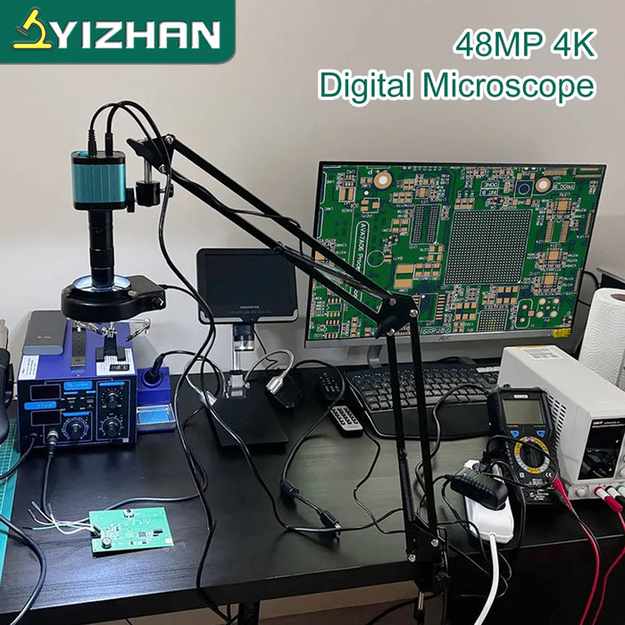 YIZHAN 48MP 4K Electronics Soldering Microscope FULL HD 1080P HDMI Camera USB Software 1-150x Lens Stand Shipping From E