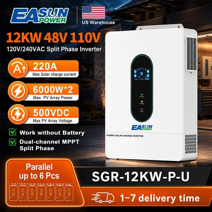 EASUN POWER 12000W Split Phase Inverter 12KW 48V 110V Hybrid Solar Inverter 220A MPPT Paralleled With WiFi Solar Control