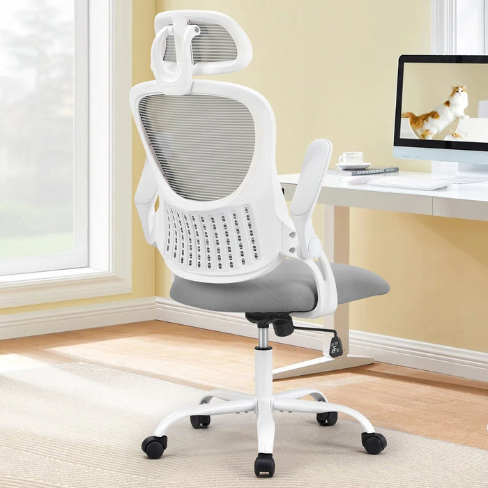 JHK Mesh Ergonomic Office Computer Desk Chair Flip-up Arms Adjustable Headrests Comfortable Lumbar Support For Home Offi