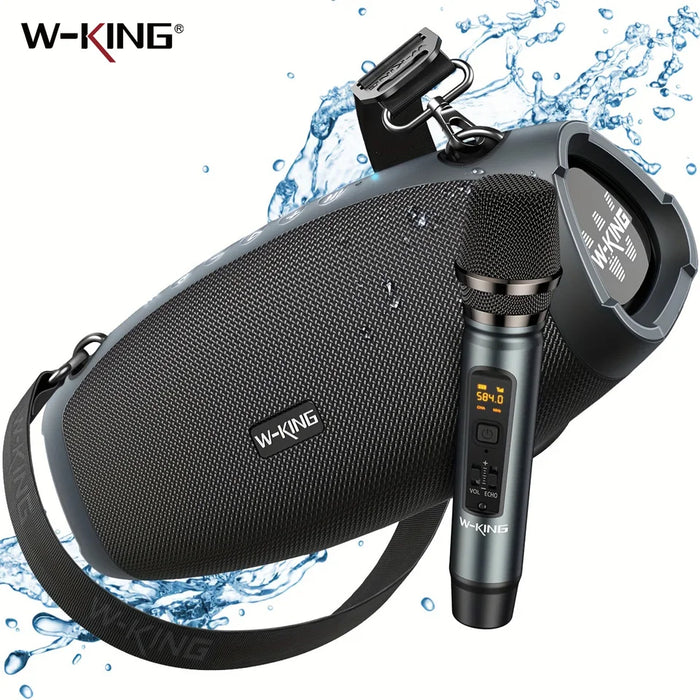 W-KING X10MIC Portable Loud Bluetooth Speakers (120W PEAK)70W with Wireless Microphone, Waterproof Outdoor Wireless Blue