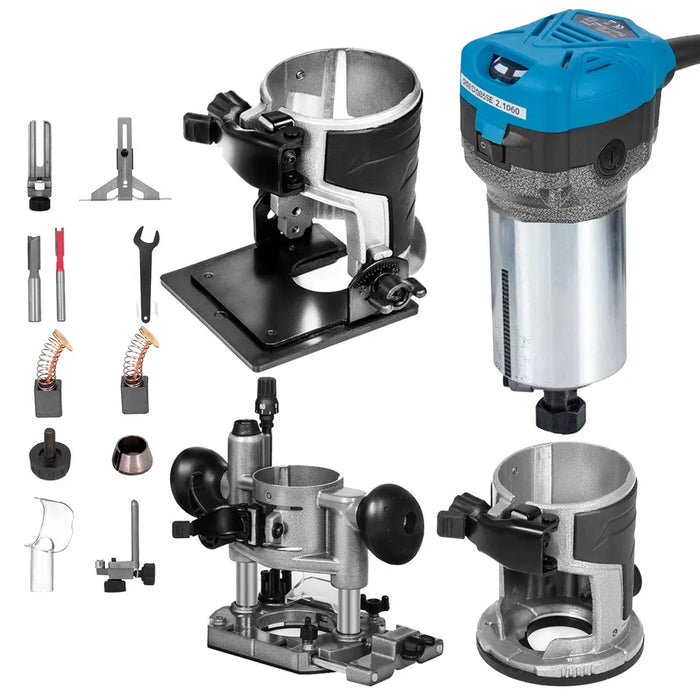 SucceBuy 800W Soft Start Compact Router Kit Variable Speed 10000-30000Rpm with Fixed Base, Plunge Base, Tilt Base and Of