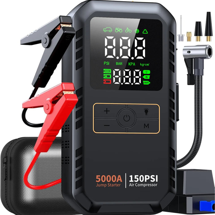 PAIVIROKU 4-IN-1 Car Jump Starter with Air Compressor Peak 5000A Auto Battery Booster 150PSI Air Pump Portable Power Ban