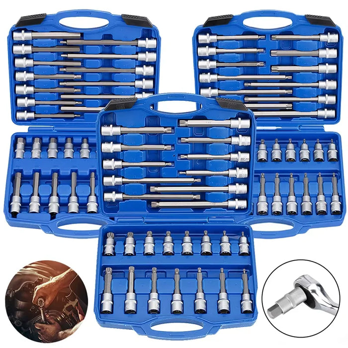 Extended Socket Sleeve Set Pressure Bit Sleeve Set Wrench Head External Torx Socket Combo Kit Hand Tool