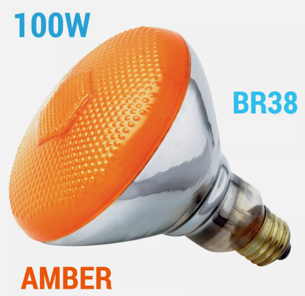 Satco S4425 AMBER ORANGE Reflector Bulb 100W BR38 120V Medium E26 Base 100BR38/A