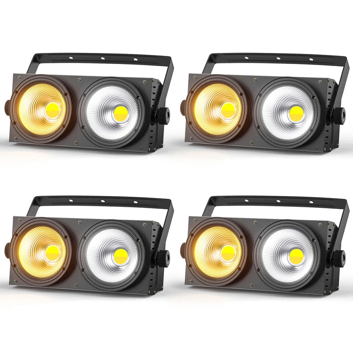 U'King 4PCS 200W COB Par Light 2x100W Blinder Lighting 2 Eyes LED 2IN1 COB Cool Warm White Lighting Party Bar DMX Stage 