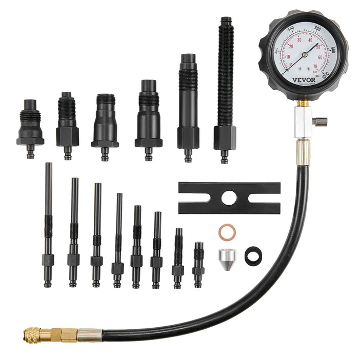 SucceBuy Diesel Engine Compression Tester 18 pcs Cylinder Pressure Test Tool Kit Diesel Injector Tester Check Cylinder F