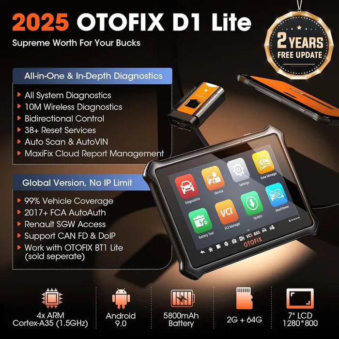 OTOFIX D1 Lite Bluetooth OBD2 Automotive Scanner Bidirectional Scan Tool Diagnostic Tool 2 Year Free Update CANFD DoIP P
